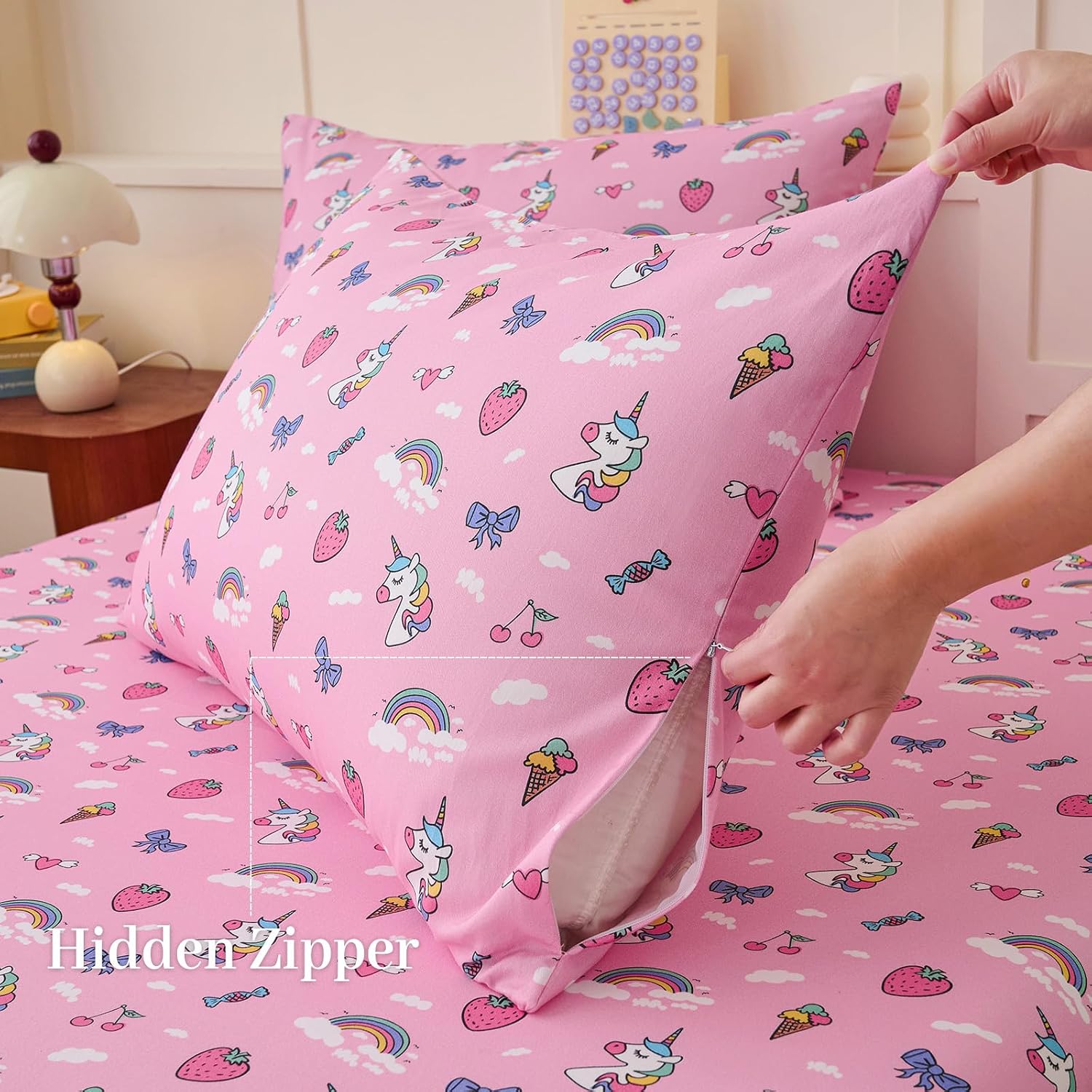 Aldernest Twin Kids Printed Cotton Sheet Set, 100% Cotton, 16" Deep, 3-Piece