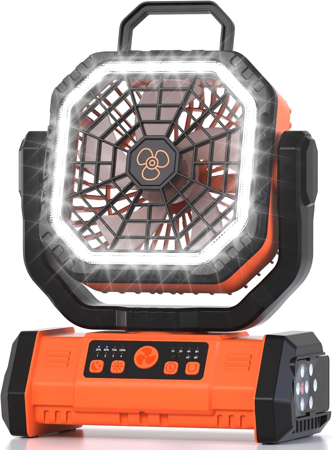 Aldernest 20000mAh Rechargeable Fan Portable 11-Inch, with LED Light Remote, 2.6 pounds, Medium, Orange
