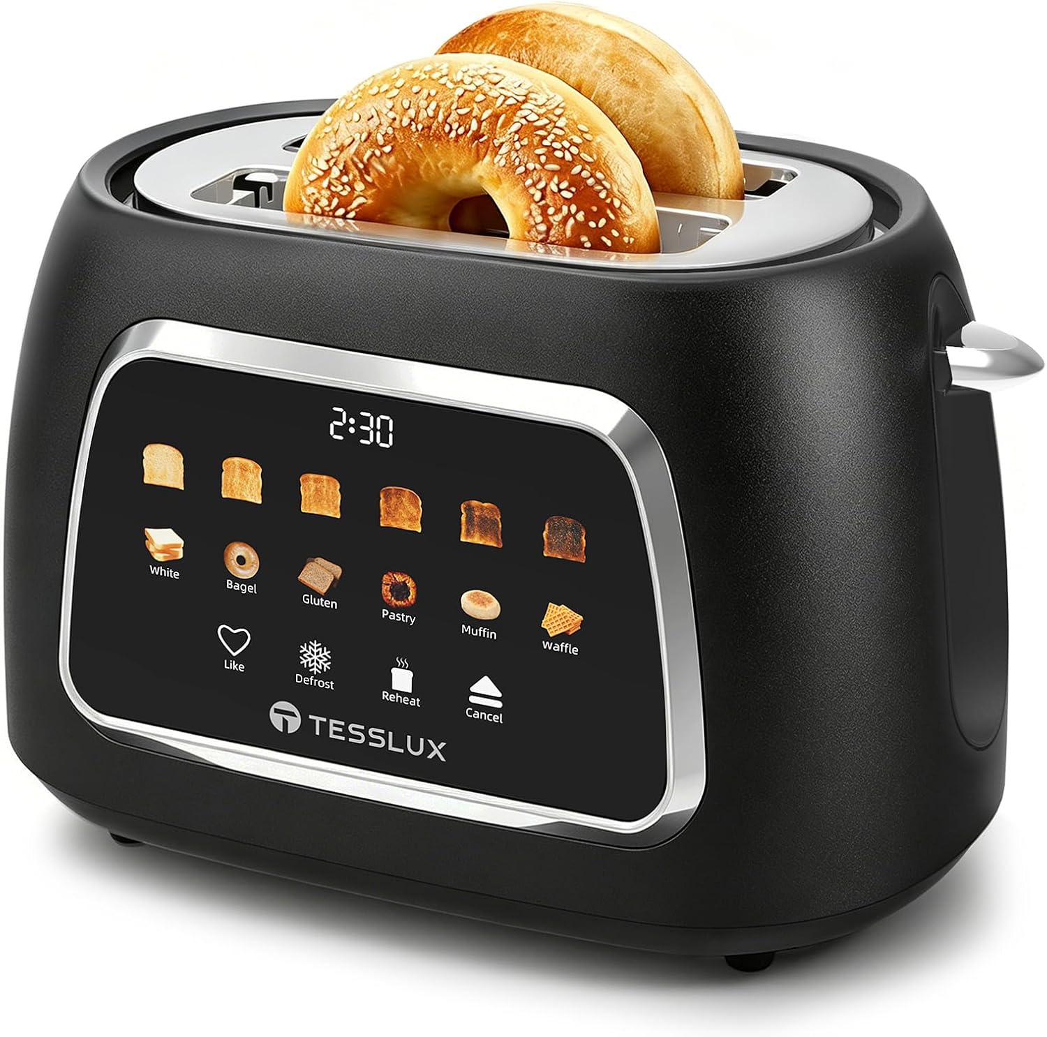 Aldernest Toaster 2 Slice, Touchscreen, 1.5" Wide Slot, Bagel, Black