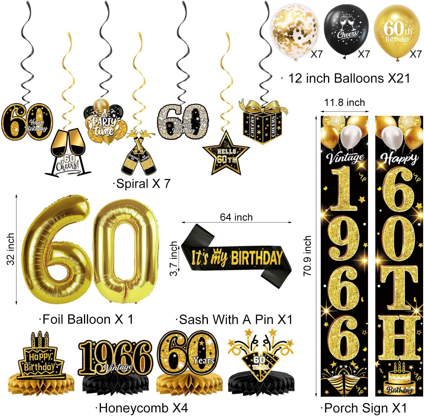 Rowanmere 60th Birthday Decorations for Men and Women