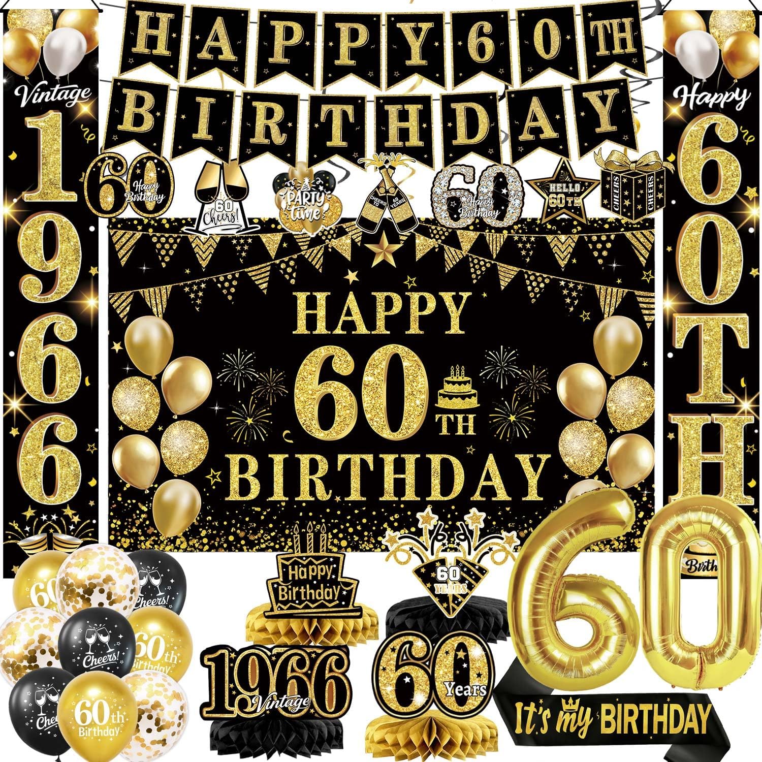 Rowanmere 60th Birthday Decorations for Men and Women