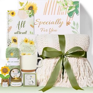 Birchmont Sunshine Gift Baskets Get Well Care Package Birthday Gifts for Women Friend, 3.4 pounds, Large, White
