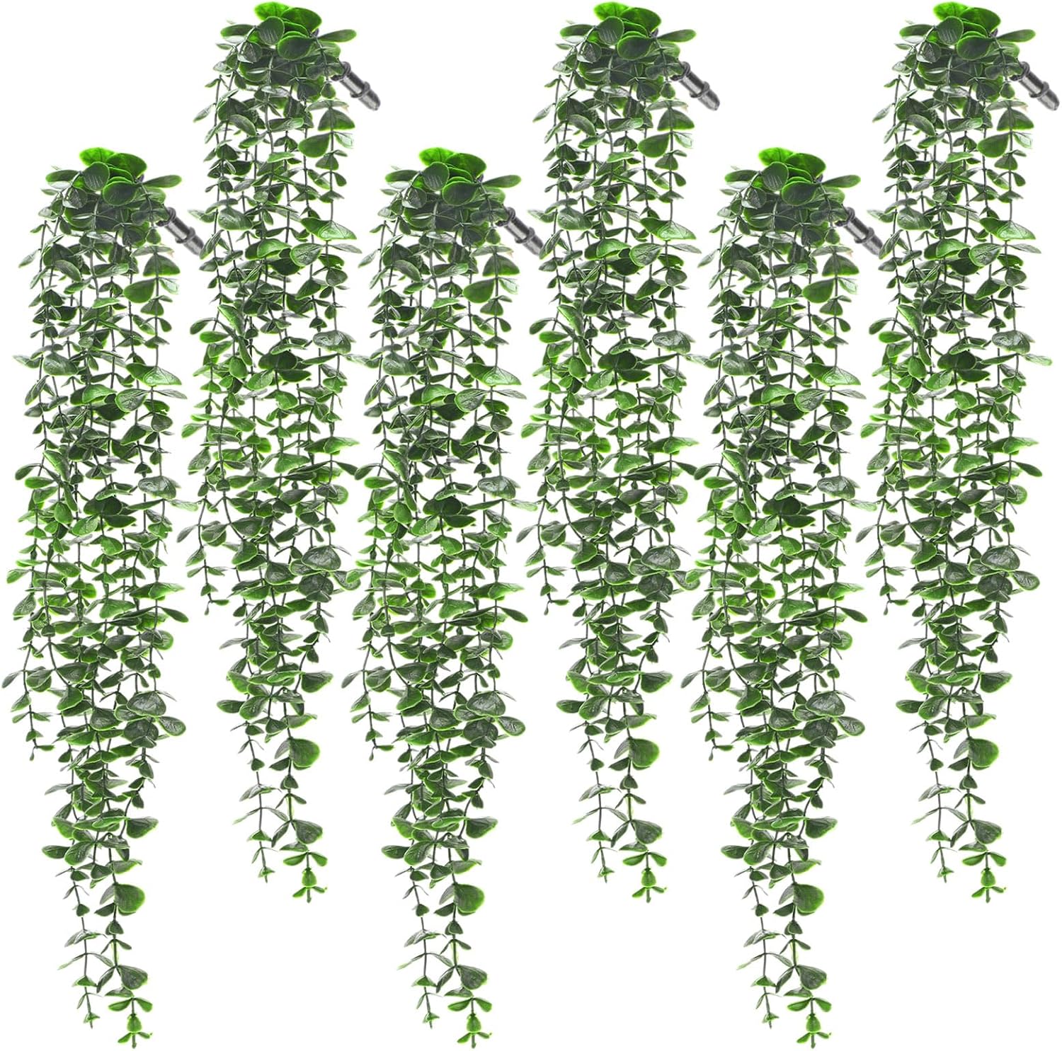 Ashenby 6 Pack Artificial Eucalyptus Hanging Plants 21.65 in Trailing Vine, 1.1 pounds, Green