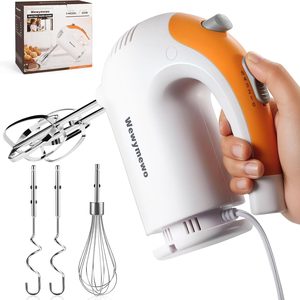 Ashenby 5-Speed 300W Hand Mixer Electric – Powerful Compact for Baking, White