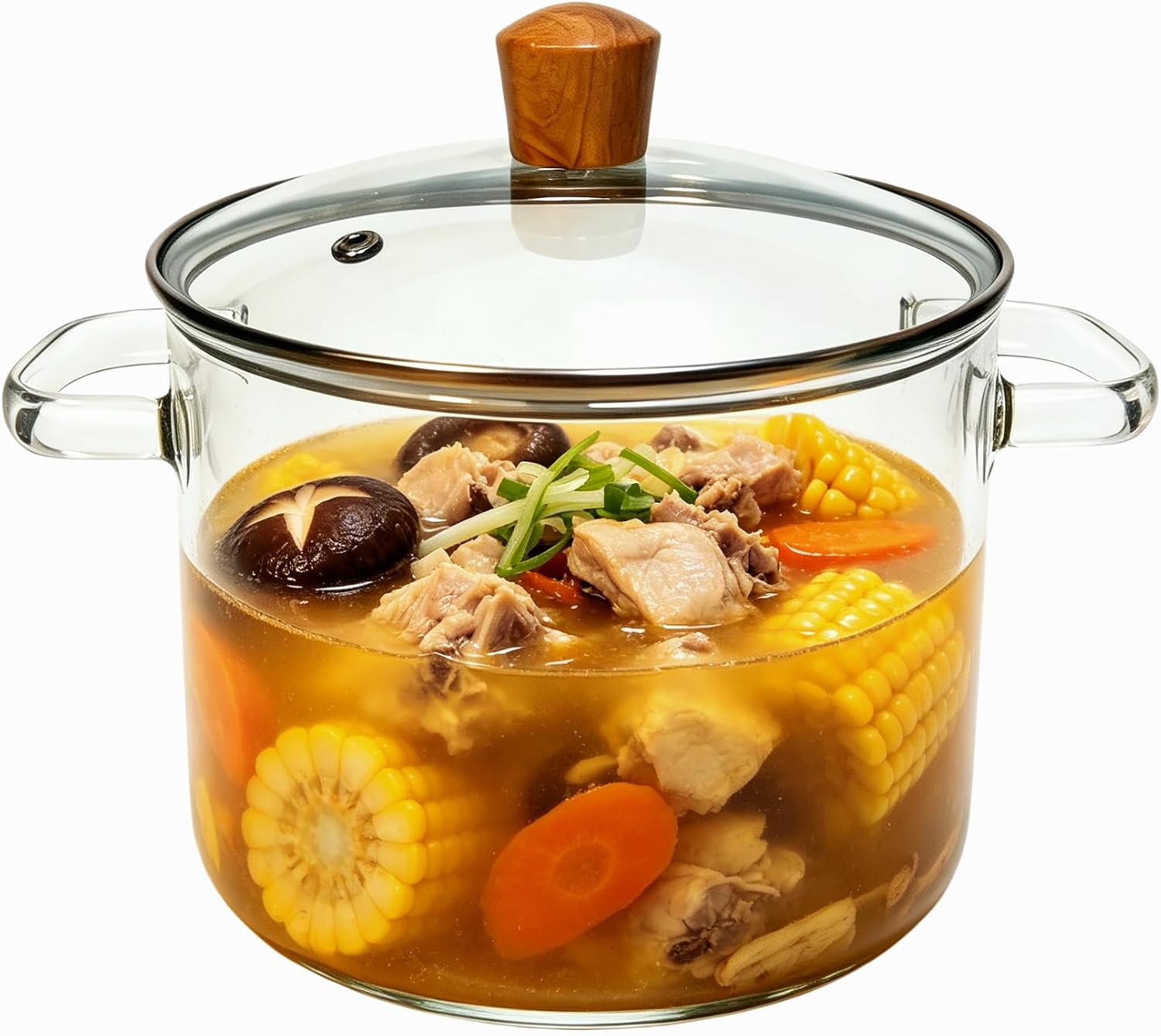 VelloHome Glass Pots for Cooking on Stove, 3.5L/3.7QT Simmer Pot with Lid, Clear