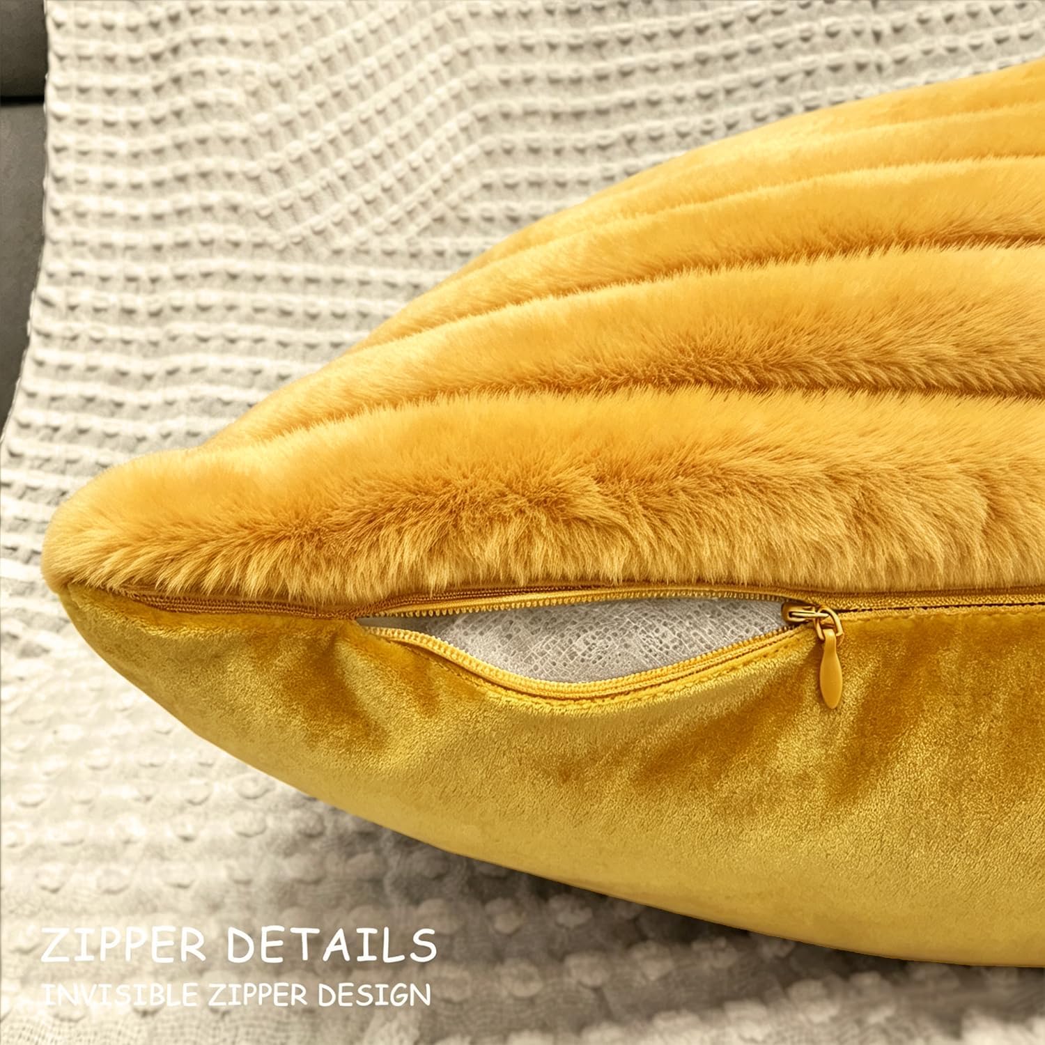 Aldernest 2 Pack 26x26 Pillow Cover Velvet Pillow Covers, Mustard Yellow