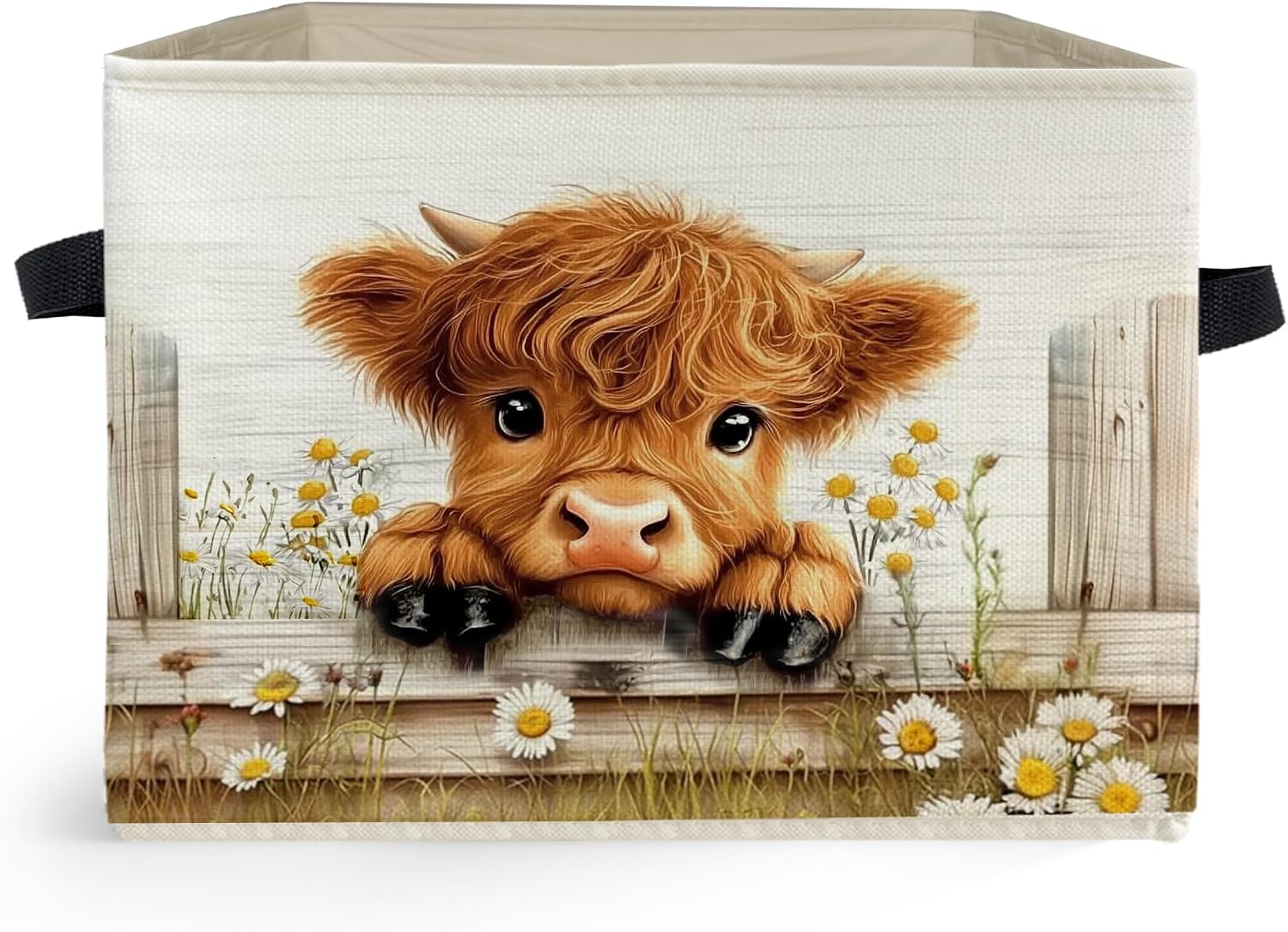 Aldernest Farmhouse Highland Cow Storage Box Bins, Farm-Highland Cow B
