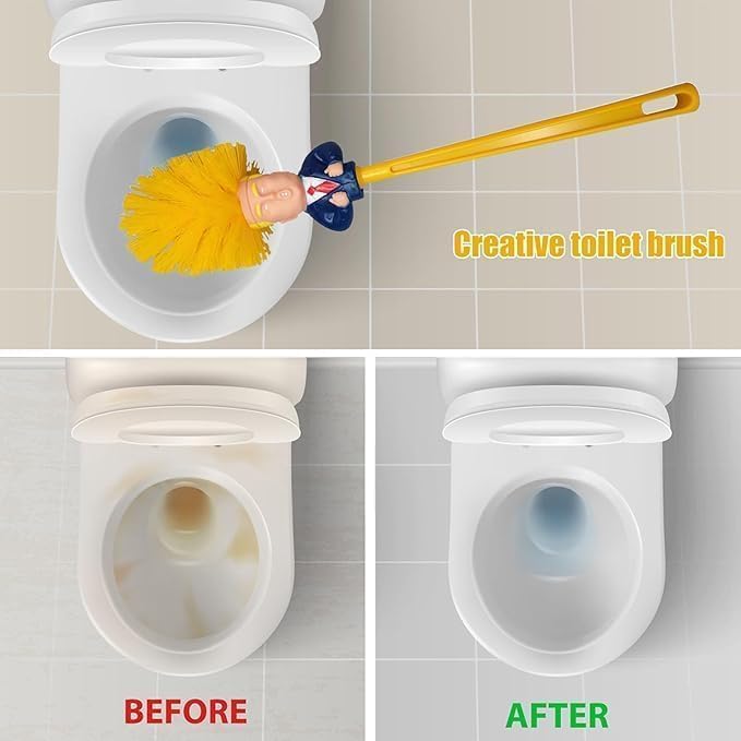 Aldernest Trump Toilet Brush with Holder, Make Toilet Clean Agin Trump Toilet Brush, 0.17 kg, Orange