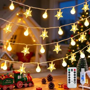 NestoraHome 100 LED Globe Star String Lights, Warm White