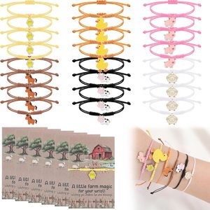 Ashenby 24 Sets Adjustable Bracelet Pendant with Card for Charm Bracelet Wristband Accessories Jewelry Gift