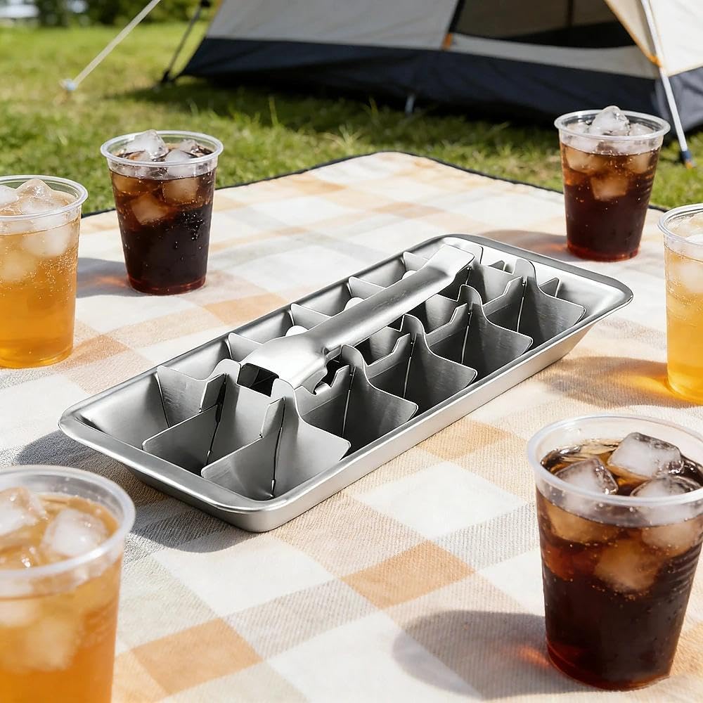 Aldernest Stainless Steel Ice Cube Trays, 18-Slot Detachable & Easy-Release Freezer Tray, 0.01 kg, 11.02x4.72x2.2 inches, Silver