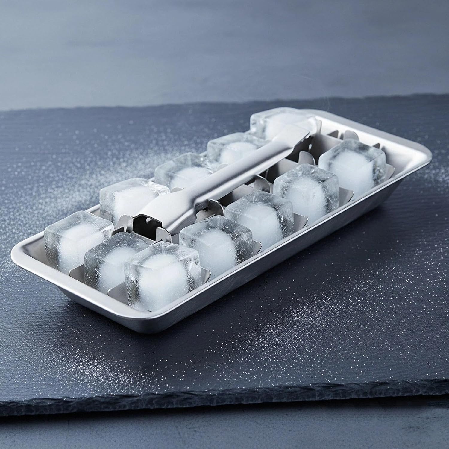 Aldernest Stainless Steel Ice Cube Trays, 18-Slot Detachable & Easy-Release Freezer Tray, 0.01 kg, 11.02x4.72x2.2 inches, Silver