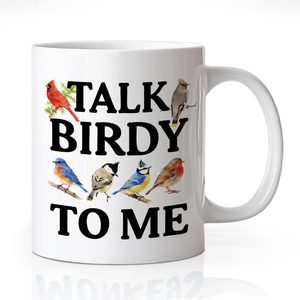Barleyfield Talk Birdy to Me 11 oz Bird Lover Ceramic Coffee Cup, 11.2 ounces, White