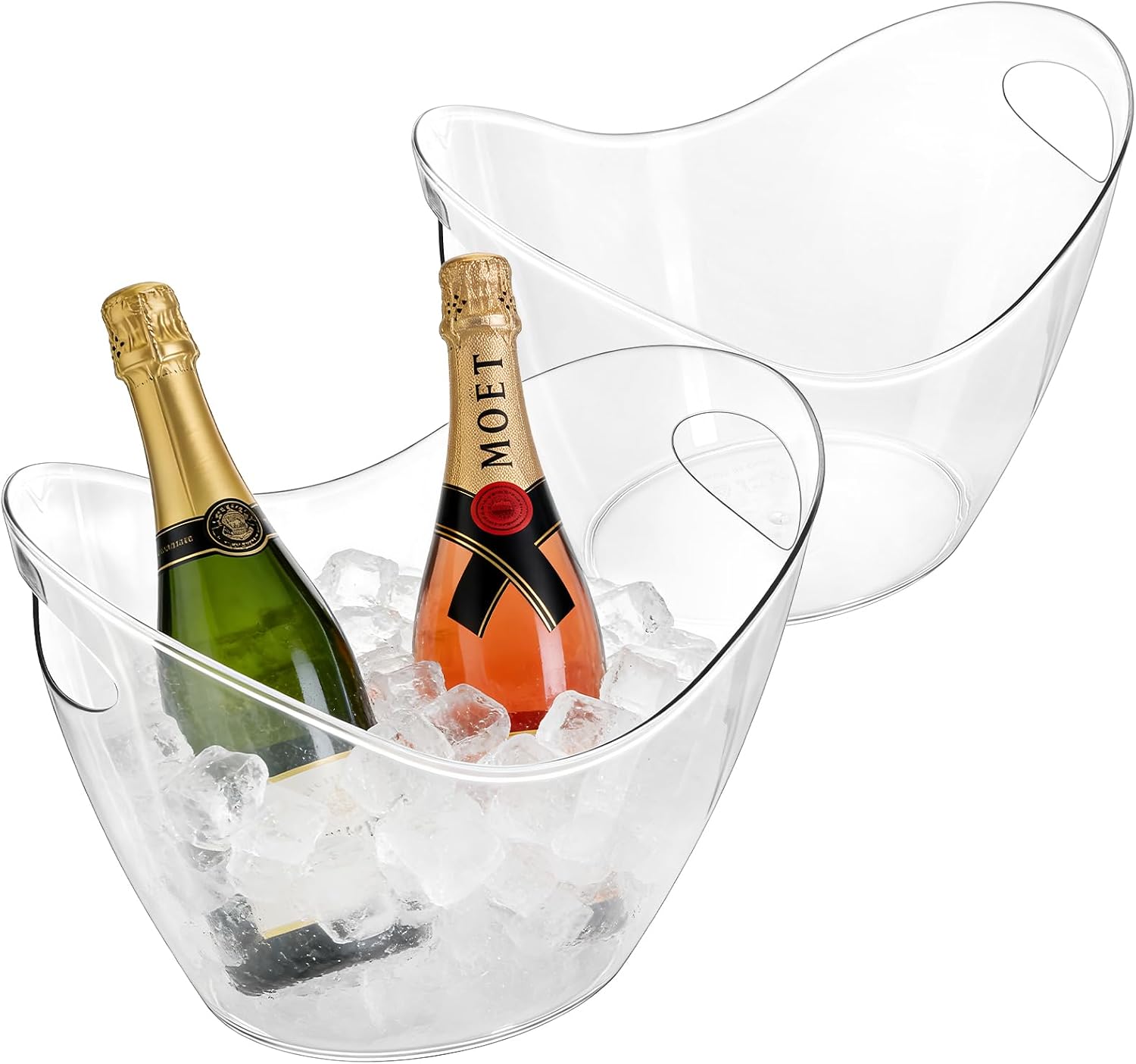 Ashenby 3.5L Ice Bucket for Parties 2 Pcs, Portable Drink Bucket for Cocktail Bar, 16 ounces, Clear