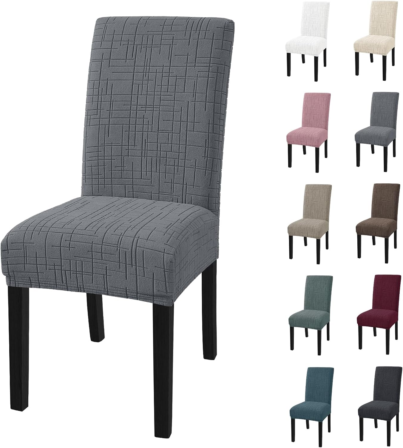 Aldernest Super Stretch Chair Covers for Dining Chairs Set of 4, Light Gray, 1.8 pounds
