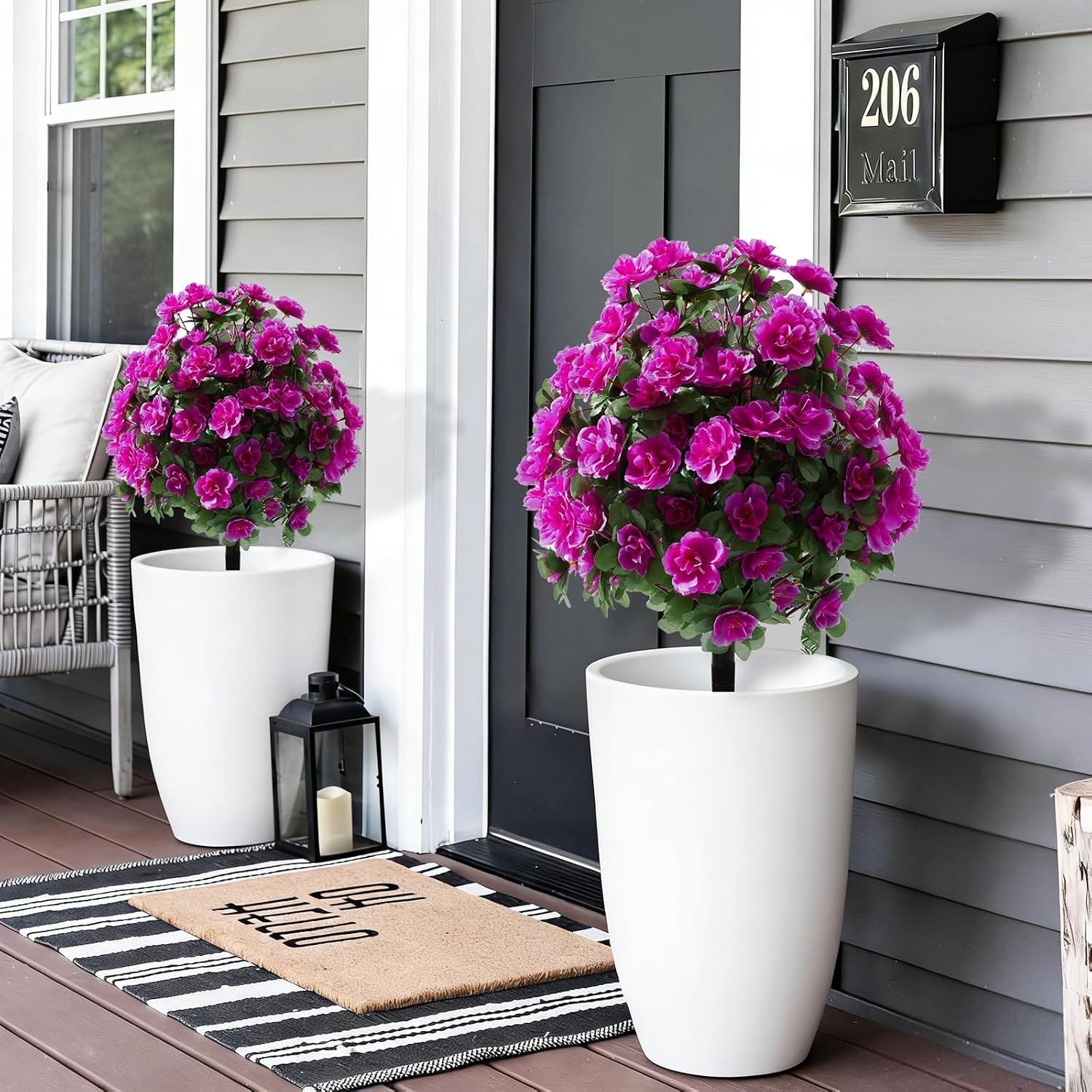 Ashenby Artificial Silk Azalea Flowers Topiary Ball with Ground Stake, Purple, 8.64 ounces
