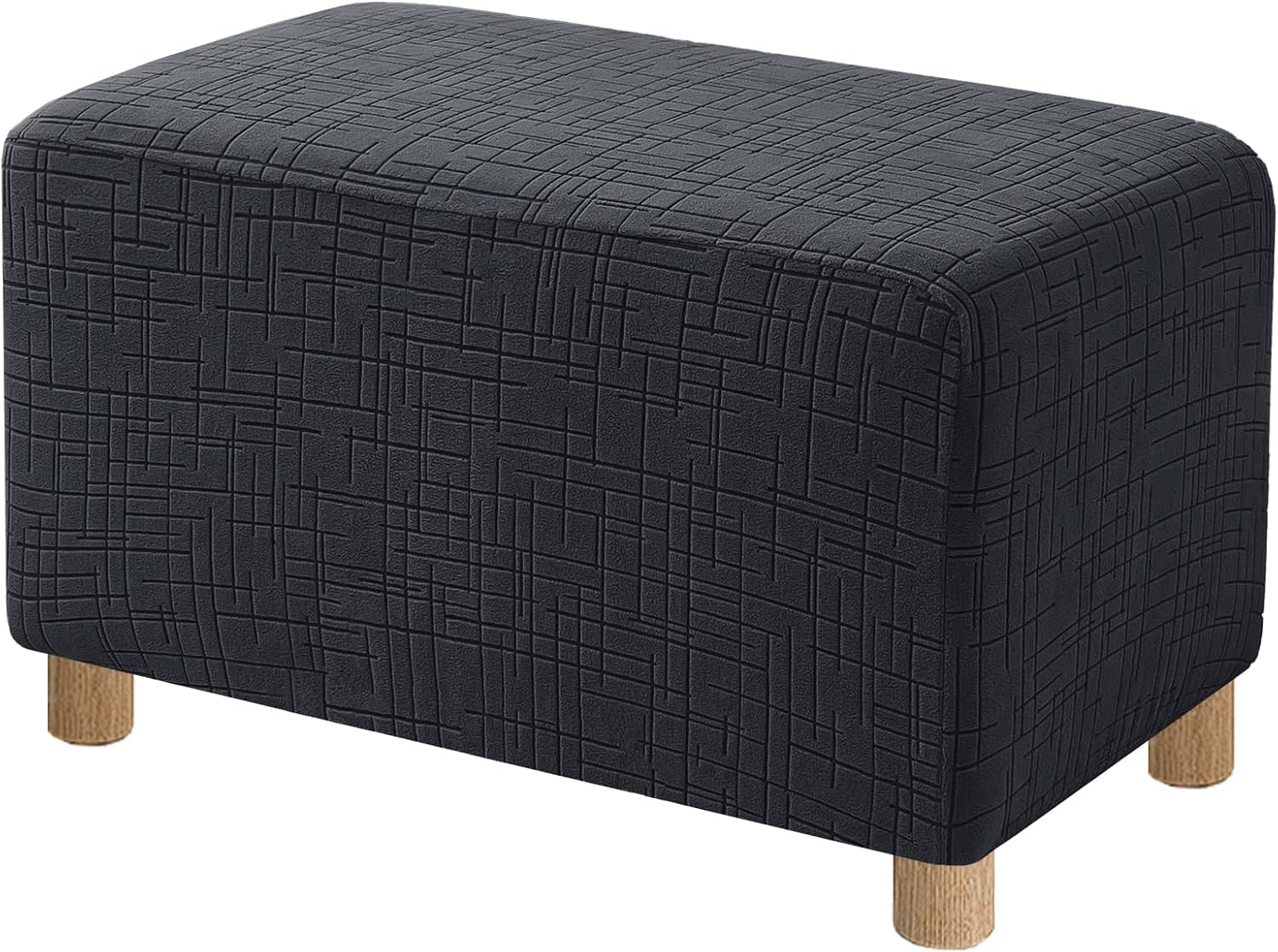 Aldernest High Stretch Ottoman Cover Rectangular (Large, Charcoal Gray