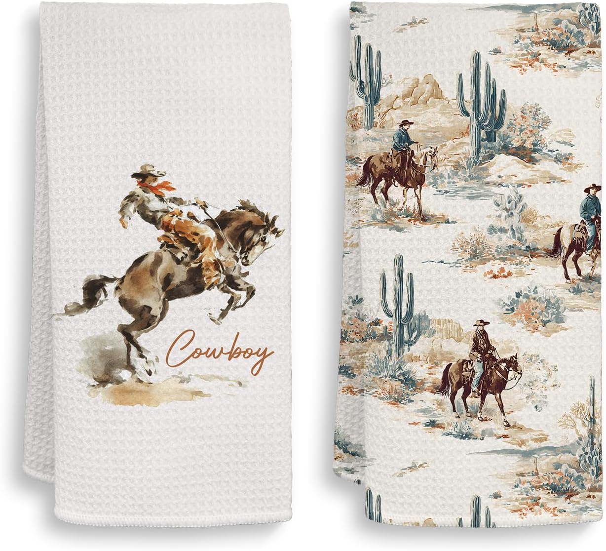 Aldernest Vintage Western Kitchen Towels, Rustic Western Decorative Kitchen Dish Towels, 0.12 kg, 16x24 inches, Cowboy