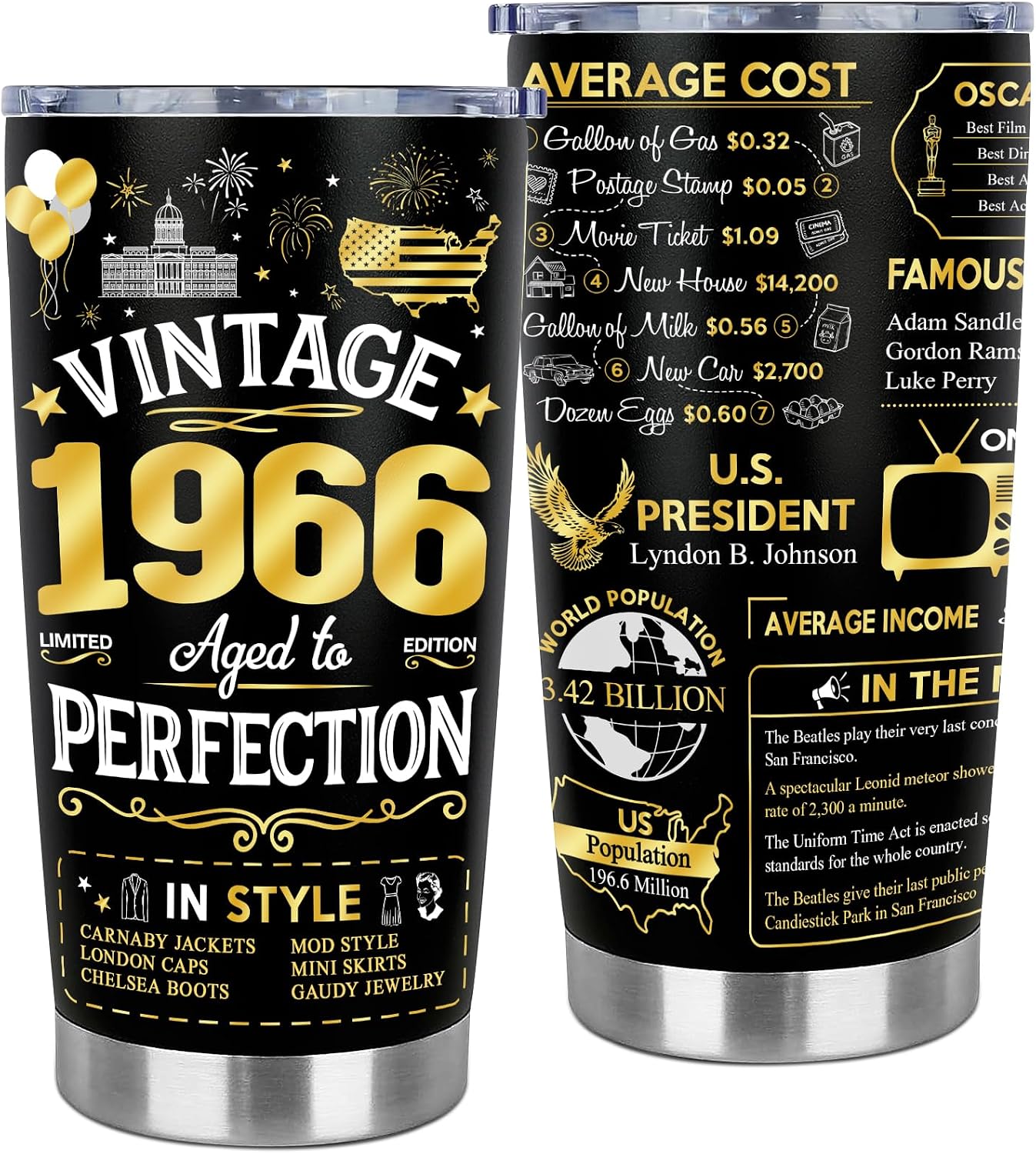 Ashenby 60th Birthday Gifts for Men Women - 1966 60th Birthday Decorations Gifts For Him Her - 60 Year Old Birthday Gift for Men Women Turning 60 Gift