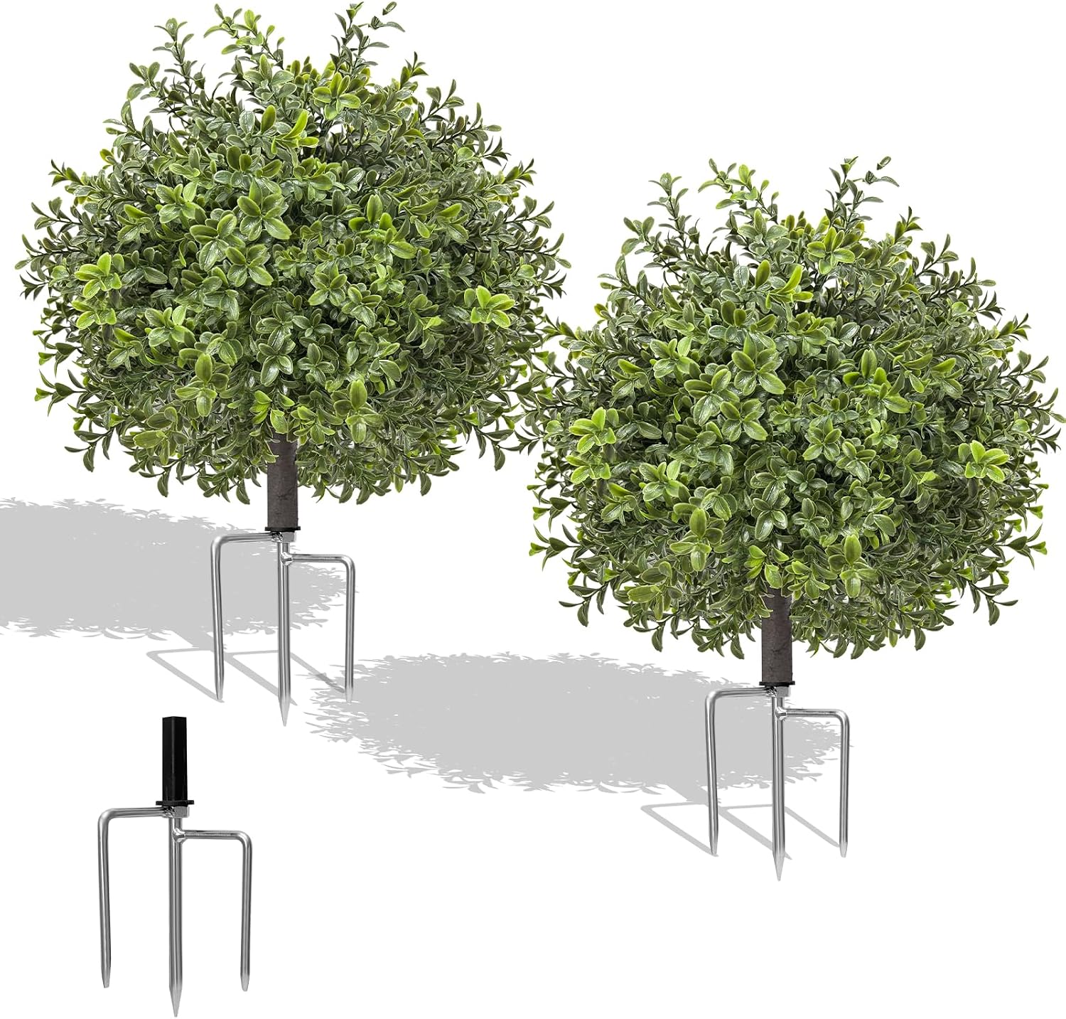 Aldernest 24'' Artificial Boxwood Topiary, Pack of 2 Outdoor Faux Ball Tree, 14.4 ounces