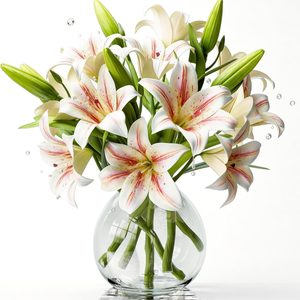 Barleyfield 18 Artificial Lily Flowers Short Stem Tiger Lily Champagne Gold, 0.29 kg, 6 Count