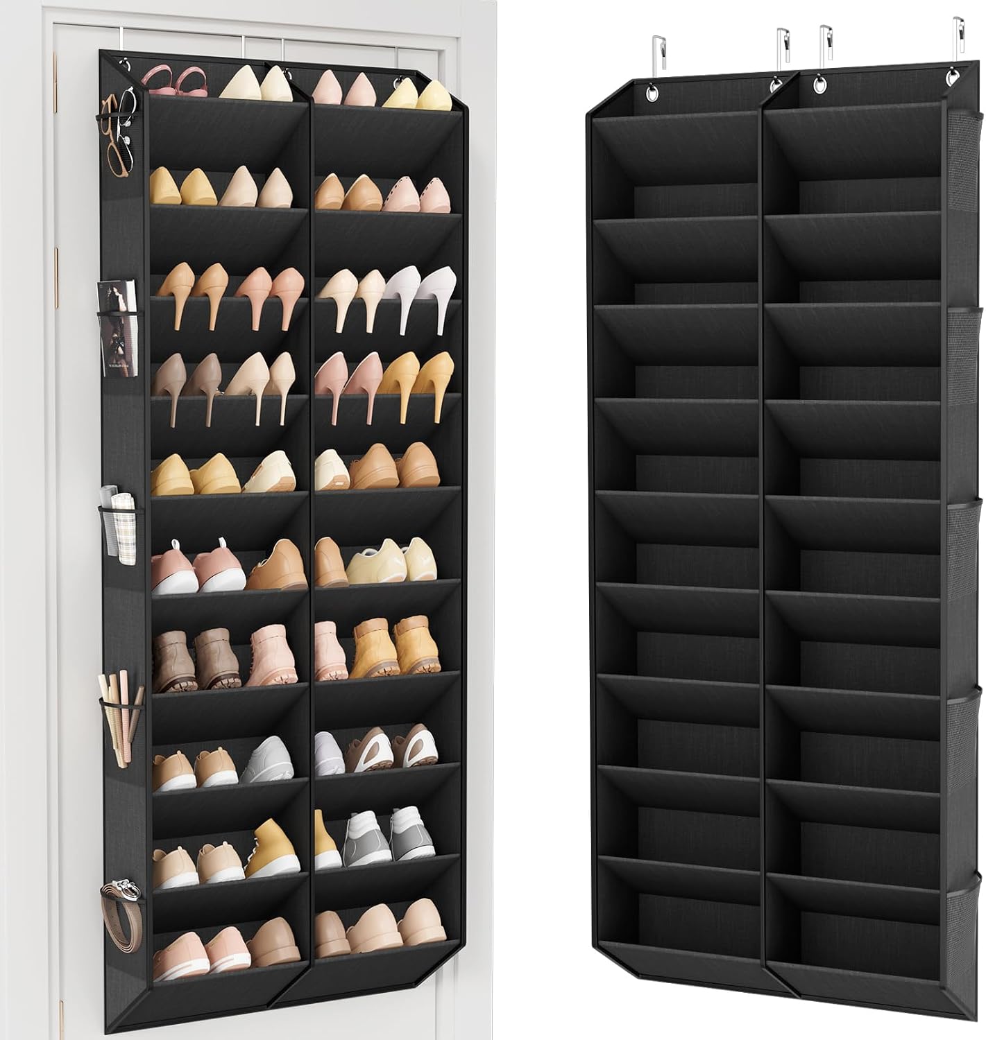 Tanglewick Over the Door Shoe Organizer, Hanging Shoe Rack for Closet Door Shoe Storage for 30 Pairs Sneaker and Boots, Black