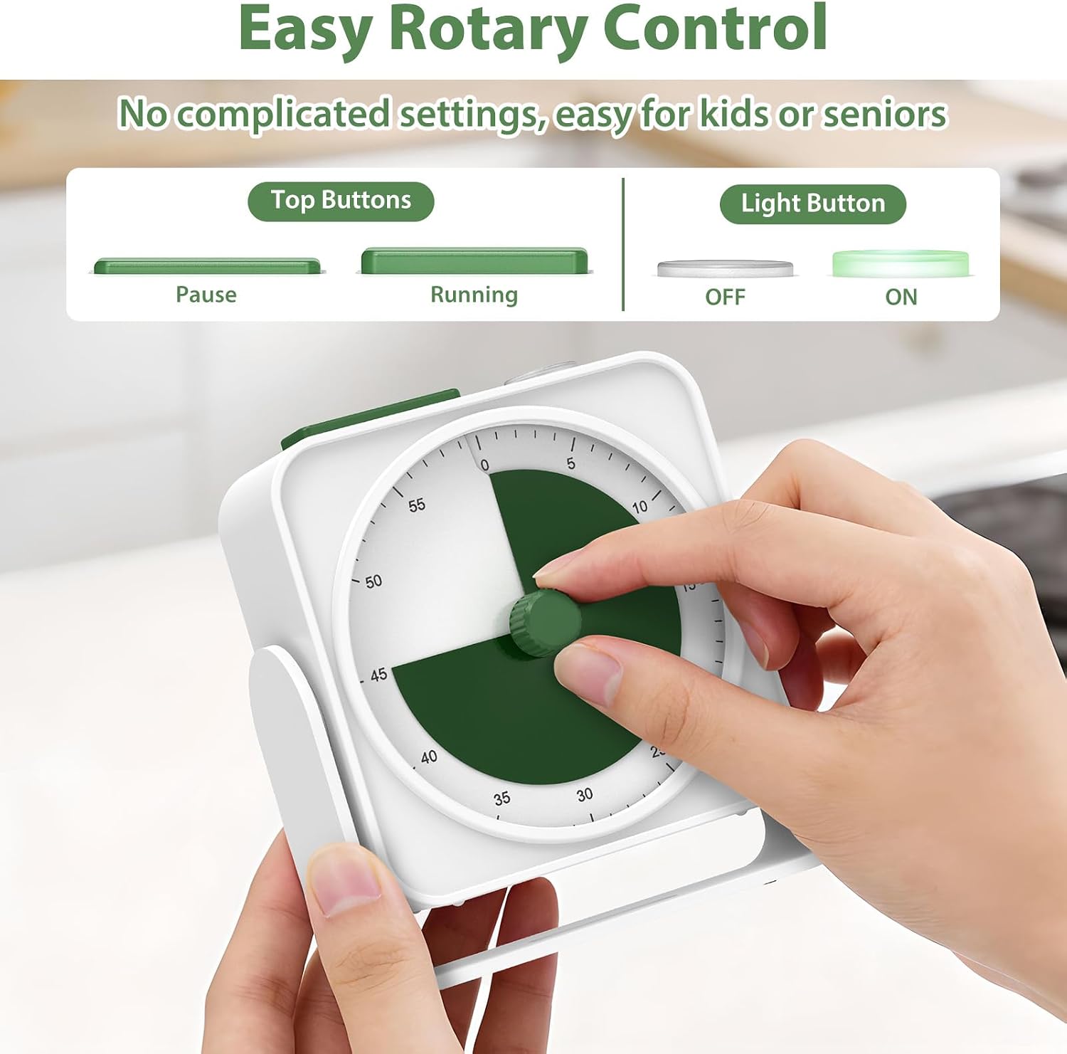 Aldernest Rechargeable Visual Timer 60-Minute for Classroom Countdown Stopwatch Timer, White