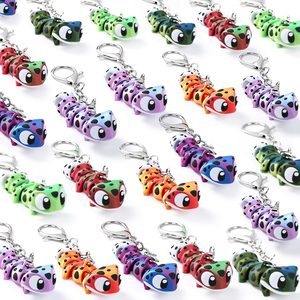 Aldernest 12 Pcs 3D Printed Leopard Gecko Animal Keychains Figure Toy