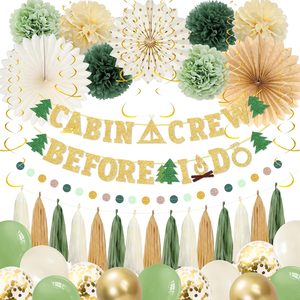 Aldernest Camp Bachelorette Party Decorations, Cabin Crew Before I Do Banner, Green, 37 Count