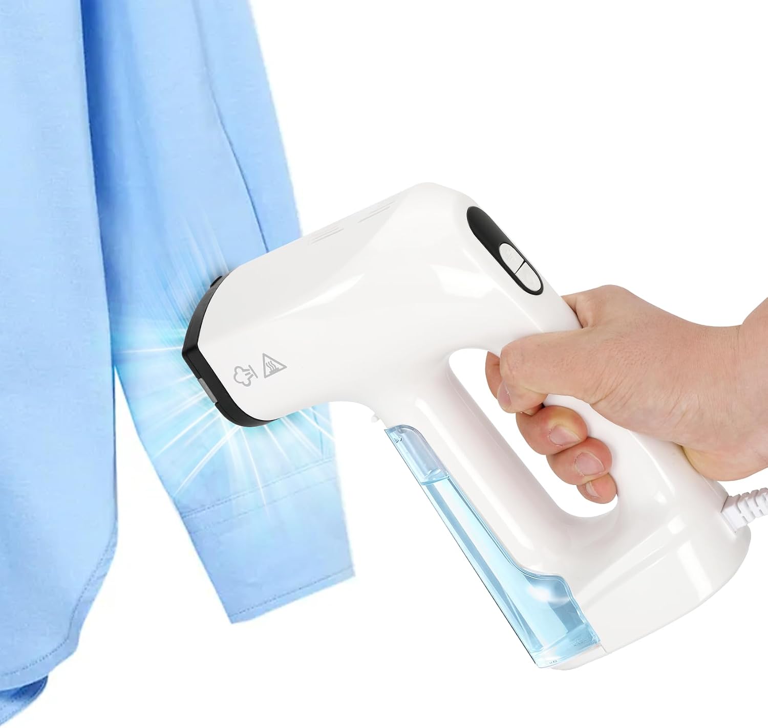 Elmgate Vacuum Steamer for Clothes with 3500PA Suction, Handheld Steamer for clothes, white