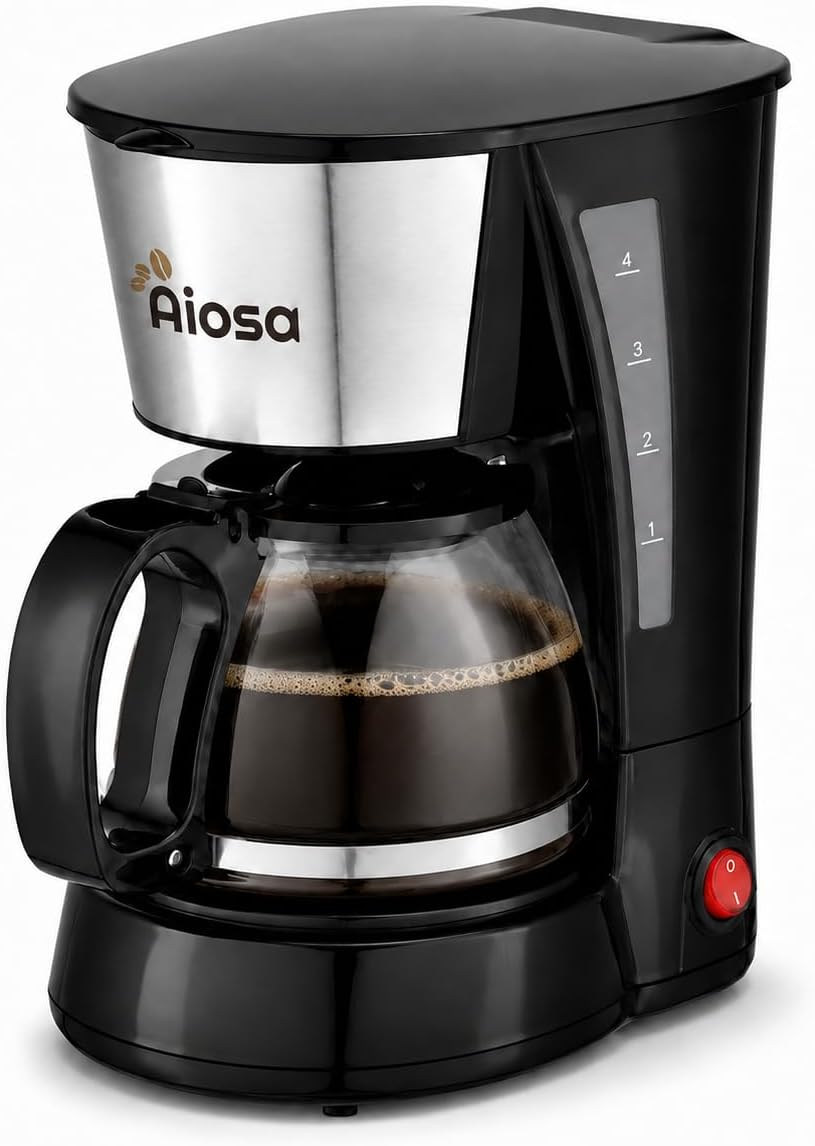 Ashenby 4 Cup Mini Drip Coffee Maker, Reusable Filter, Keep Warm, Anti-Drip, 2 pounds, black
