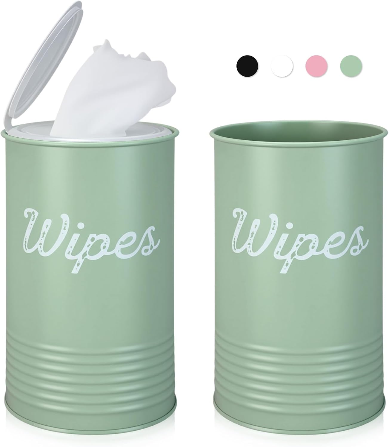 Ashenby 2 Pcs Metal Wipe Holder for Kitchen Disinfectant Wipes Dispenser Farmhouse Vintage Countertop Sanitizing Wipe Storage Container Organizer