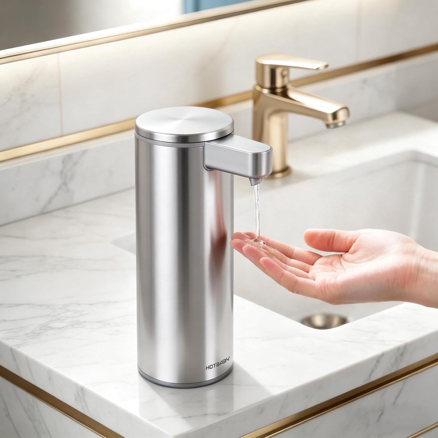 Aldernest Automatic Liquid Soap Dispenser Touchless: Stainless Steel Hand Soap Dispenser Auto - Free Touch Electric Soap Dispenser Rechargeable with