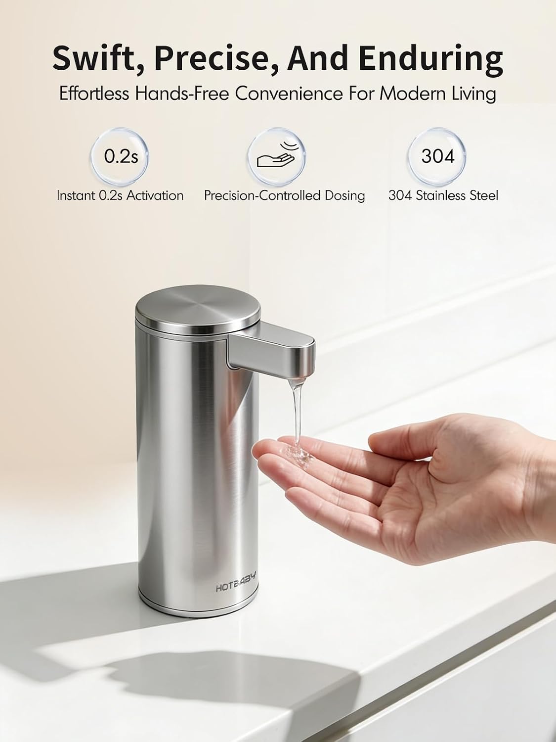 Aldernest Automatic Liquid Soap Dispenser Touchless: Stainless Steel Hand Soap Dispenser Auto - Free Touch Electric Soap Dispenser Rechargeable with