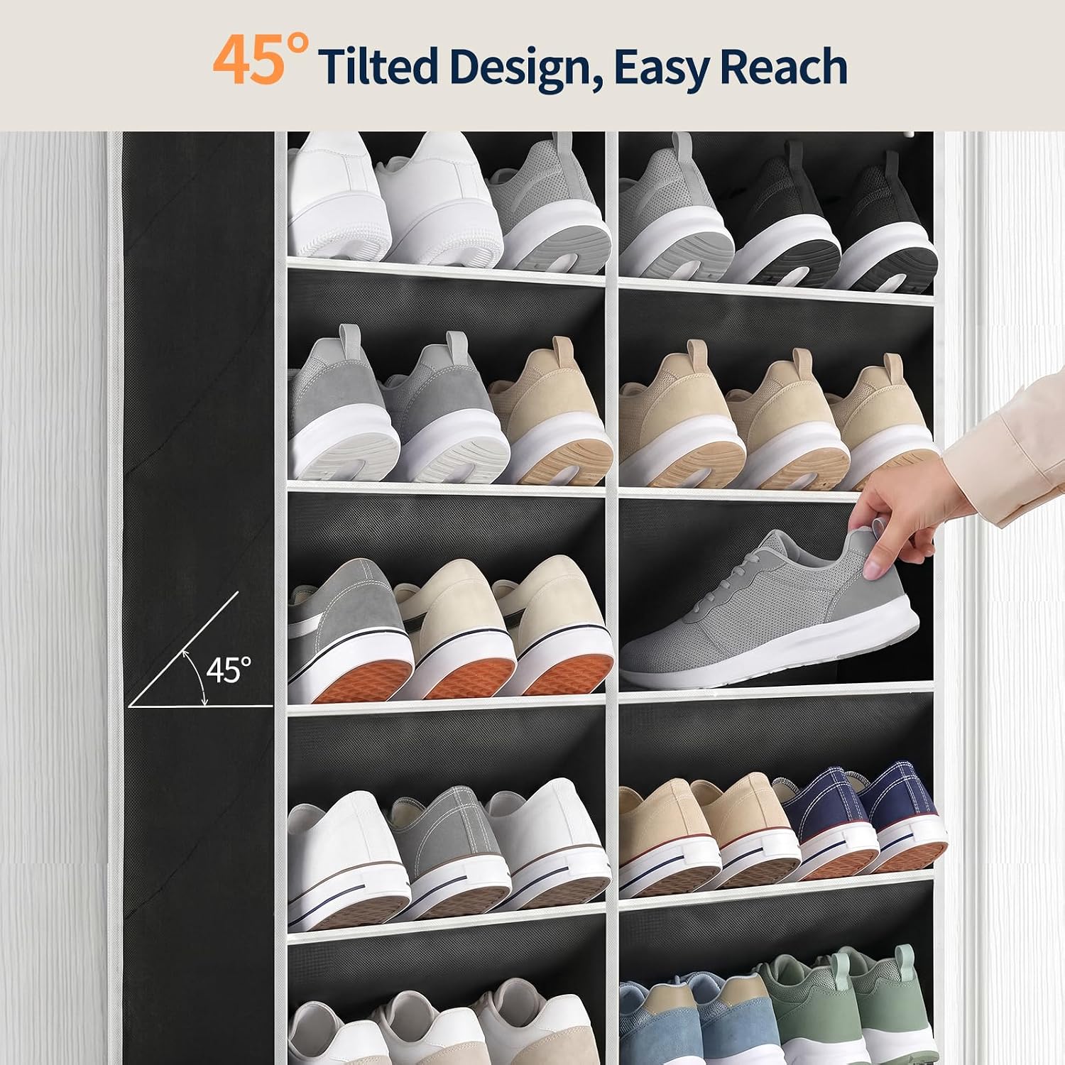Aldernest 30 Pairs Over the Door Shoe Organizer, Black