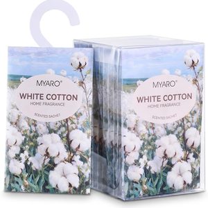 Ashenby 12Pcs White Cotton Sachets Hanging Car Freshener, Closet Deodorizer, 3.52 ounces