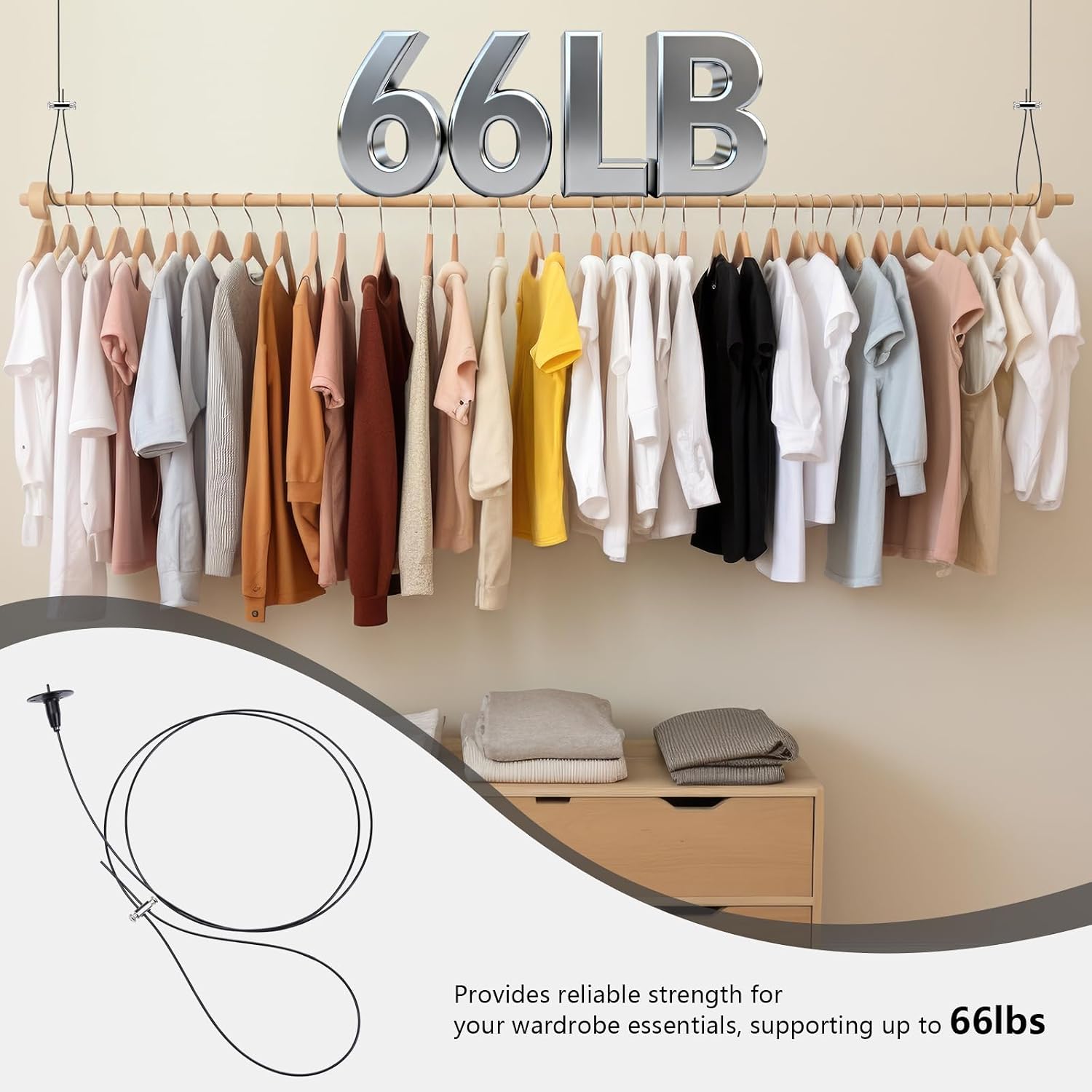 Birchmont 4 Pcs Ceiling Support for Closet Rod Adjustable 60″ Ceiling Suspension Holder for Curved