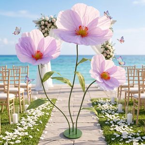 Ashenby 6ft Purple Giant Flowers for Decoration with Stand, Fake Poppy