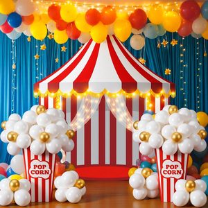 Aldernest 103 Pcs Carnival Party Decorations Set Circus Tent Backdrop, Red White, 106 Count