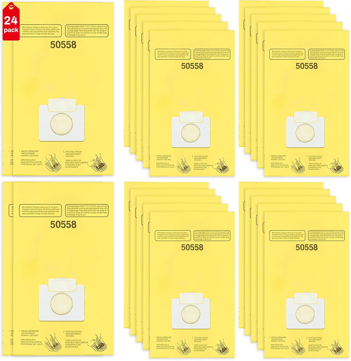 Ashenby 24 Pack 50558 Replacement Canister Vacuum Bags Fit for Kenmore Type C/Q