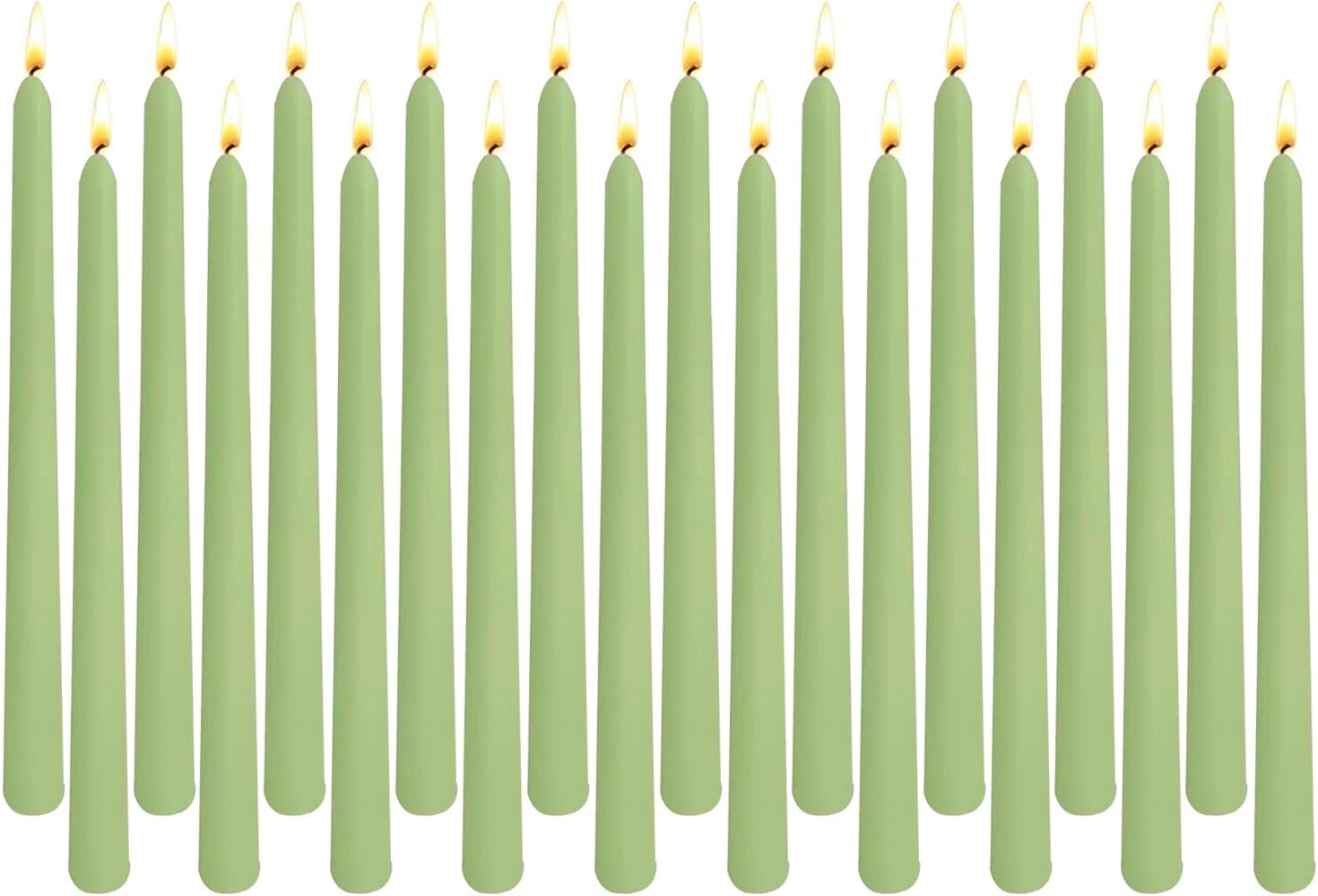 Ashenby 20-Pack Sage Green Taper Candles Unscented, 10 inches x 0.87 inches