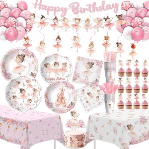Barleyfield Ballerina Birthday Party Decorations Girl, Pink Dance Theme 24 Set, 2.8 pounds, 195 Count