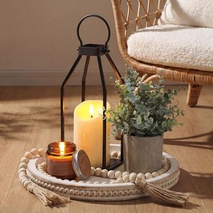 Aldernest 6 Pcs Farmhouse Lantern Decor Set Candle Lanterns Simple Lines, 3.4 pounds