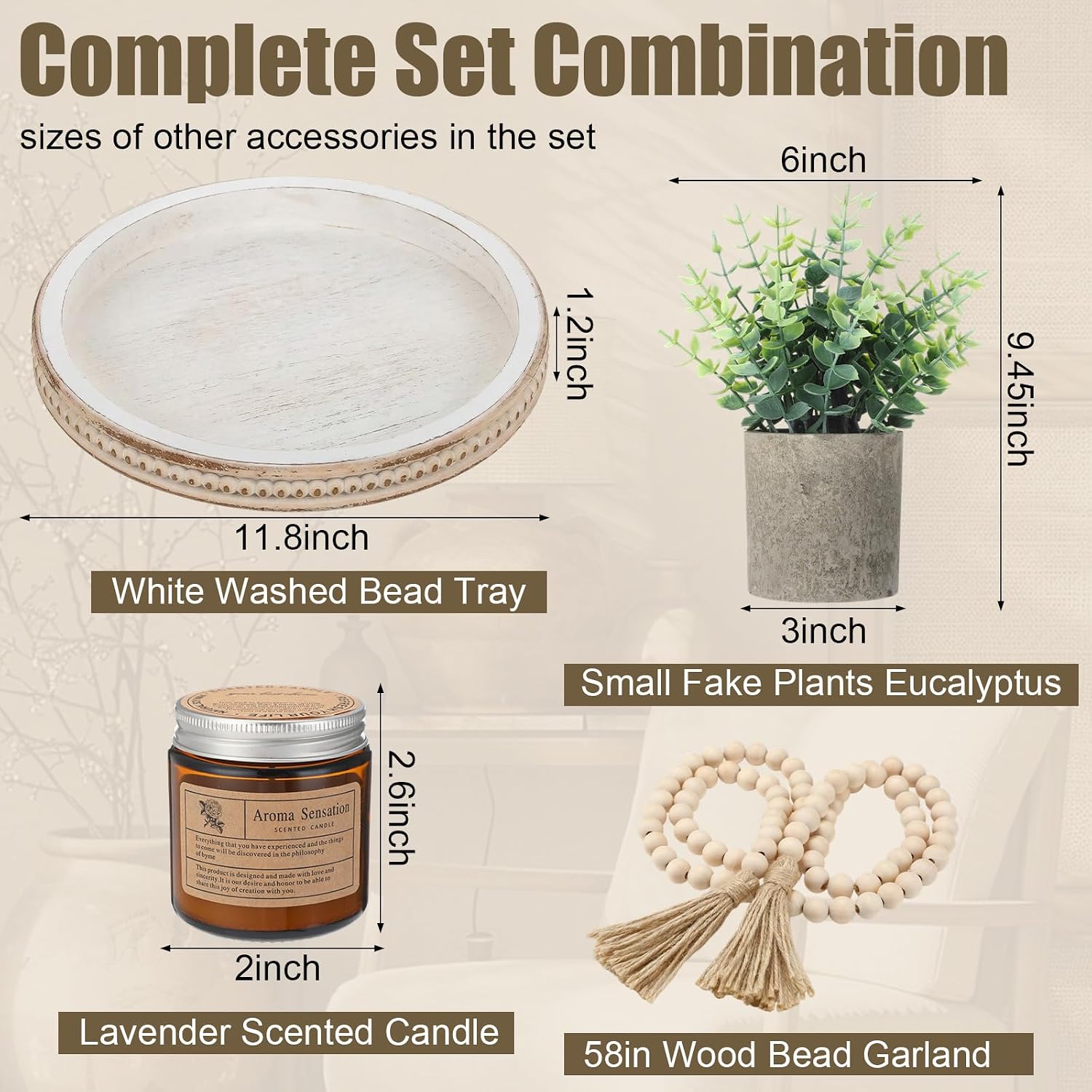 Aldernest 6 Pcs Farmhouse Lantern Decor Set Candle Lanterns Simple Lines, 3.4 pounds