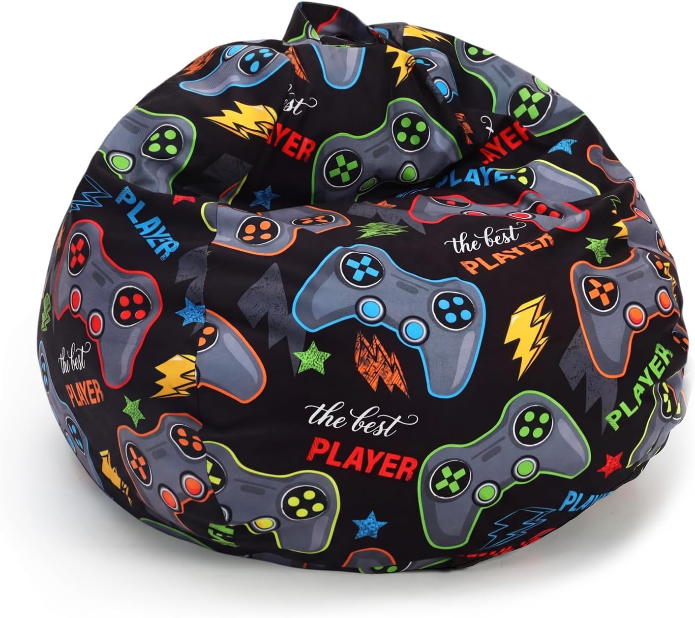 Aldernest Stuffed Player Storage Bean Bag Chair Cover for Teen, 9.12 ounces, 2.3 x 2.17 x 1.31 ft, black