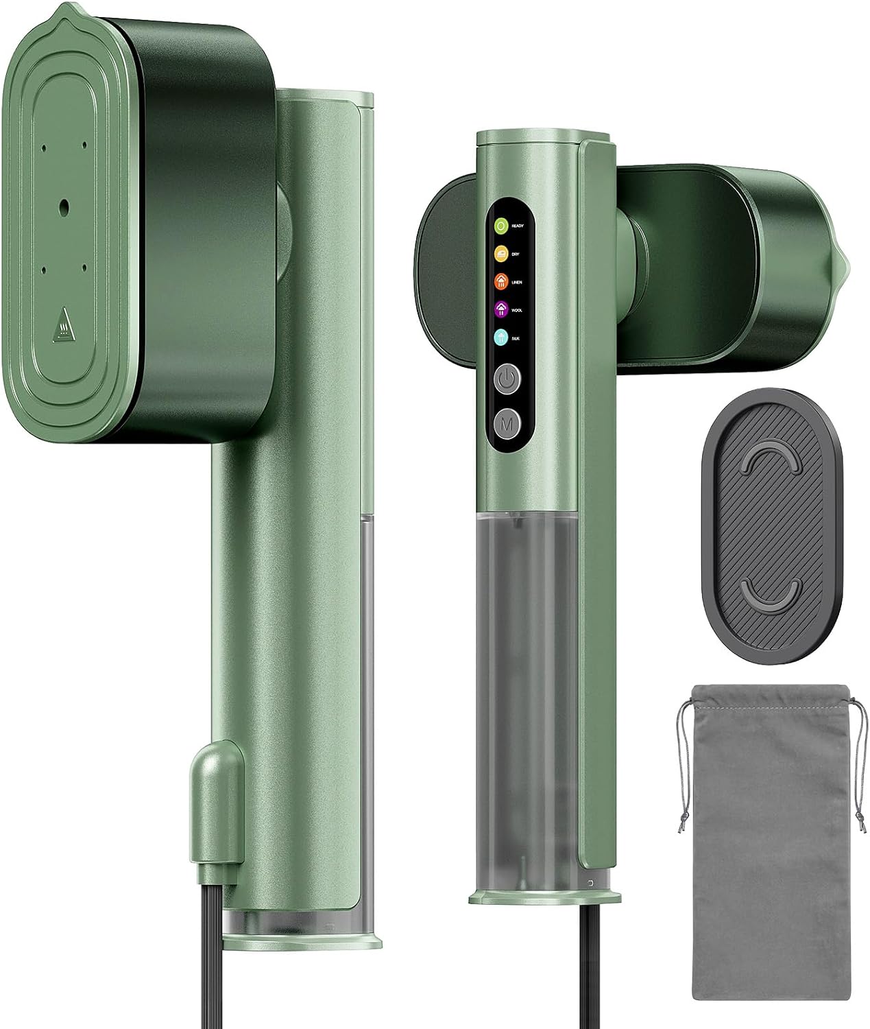 Ashenby Travel Steamer for Clothes, Dual Voltage 100-240V, Portable Steamer & Iron, Green