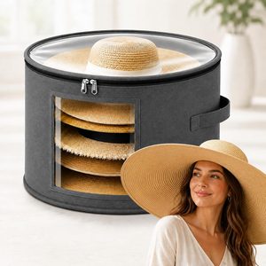 Quillstone Extra Large Sun Hat Storage Box for Women, black