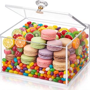 Aldernest Clear Acrylic Candy Dispenser, Food Safe Transparent Organizer with Lid for Candy, 9.6 ounces, 7.5*6.7*4.3