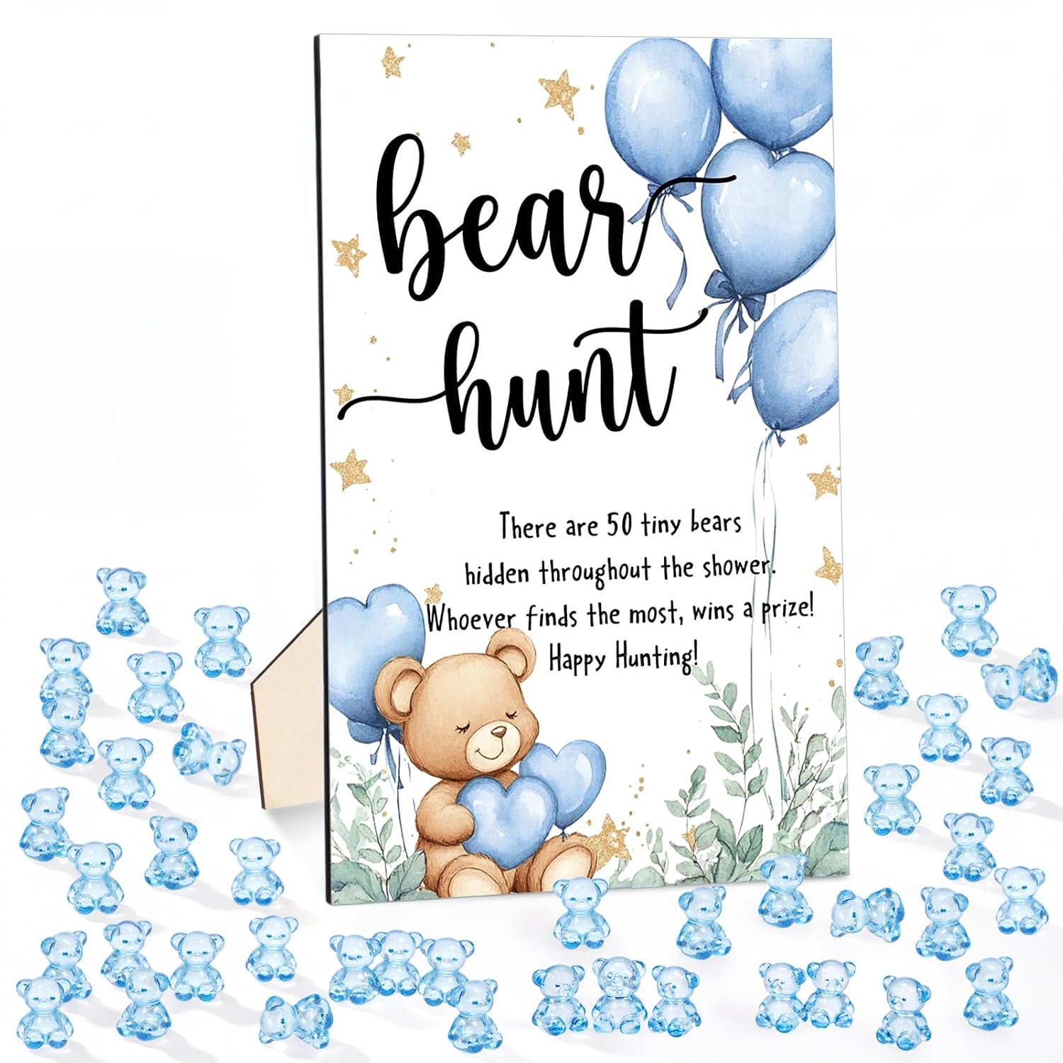Birchmont 51 Pcs Bear Hunt Baby Shower Games Decoration Gift Sets