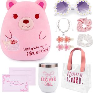 Aldernest 8 Pcs Flower Girl Proposal Gifts Set, Will You Be My Flower Girl, pink